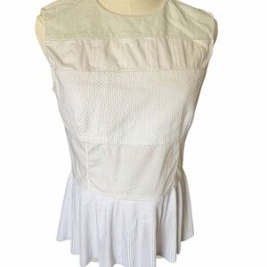 Raoul Ivory Textured Leather Trim Sleeveless Blouse Sz 8